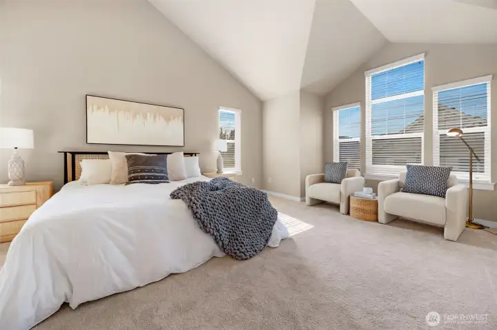 Primary bedroom vaulted ceilings