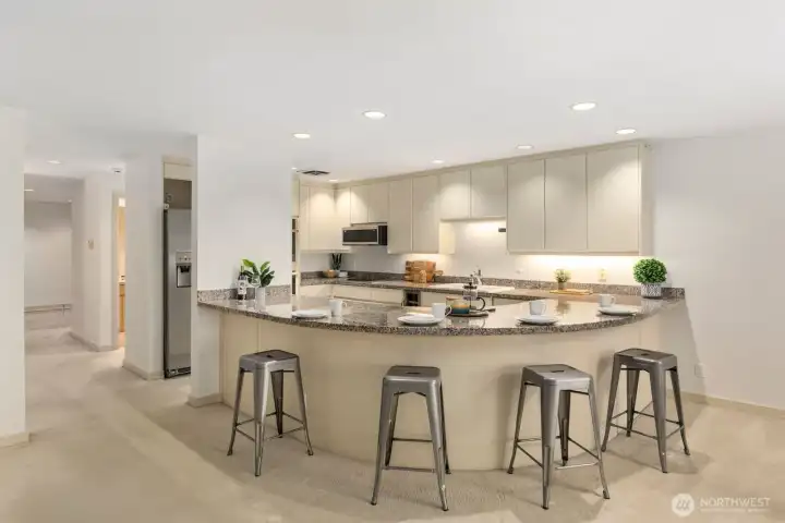 This huge kitchen faces the view so you can enjoy it while you cook.