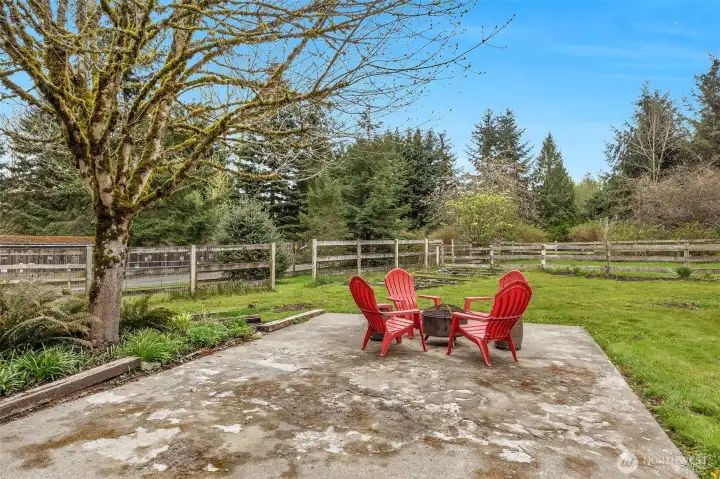 Patio area and a portion of the back yard.