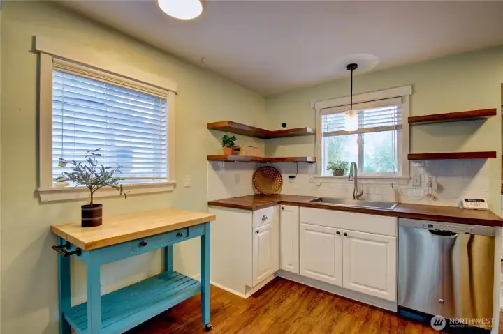 Kitchen with newer appliances.