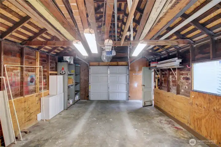 Single garage with garage door opener.