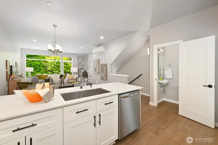 Convenient 1/2 bath on the main living floor.