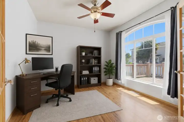 Let's have fun and stage (virtually) this as an office. A wonderful light filled spot to work from home. This could also be a playroom for kids or an art studio with natural light. What do you need?