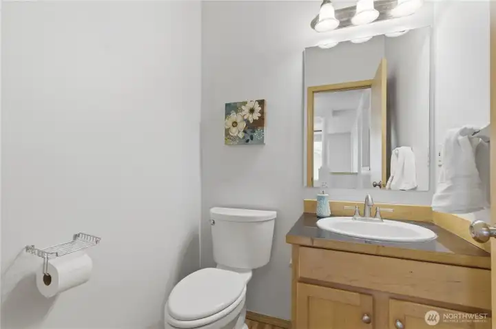 A sweet convenient powder room on the main floor.