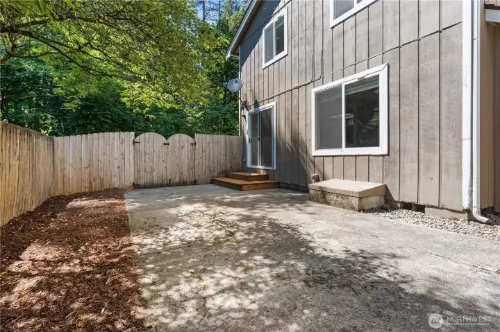 Backyard patio with two entry points