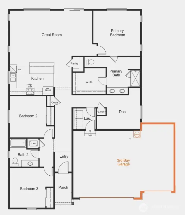 Floorplan + 3-car garage option