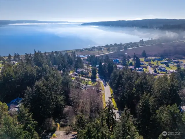 Aerial view  towards the Southeast looking at Cascade mountains.