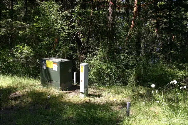 Power at the property corner on Sunlight Cove Road