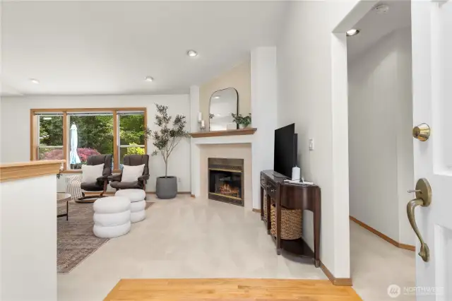 Enter in upon the open concept living and dining room.