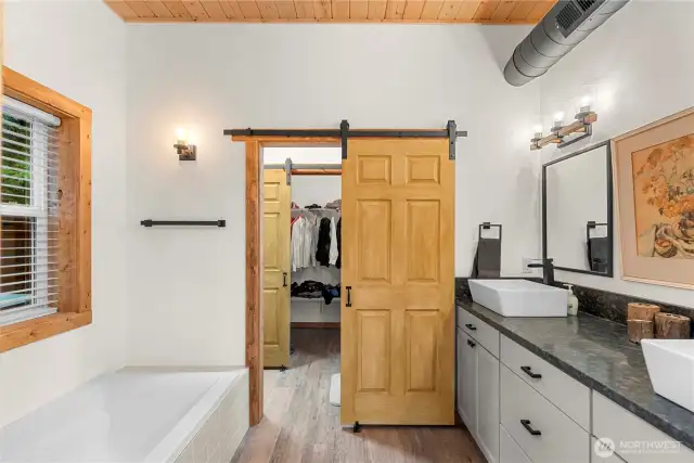 Primary Full Bath, Tile shower, soaking tub, walk-in Closet