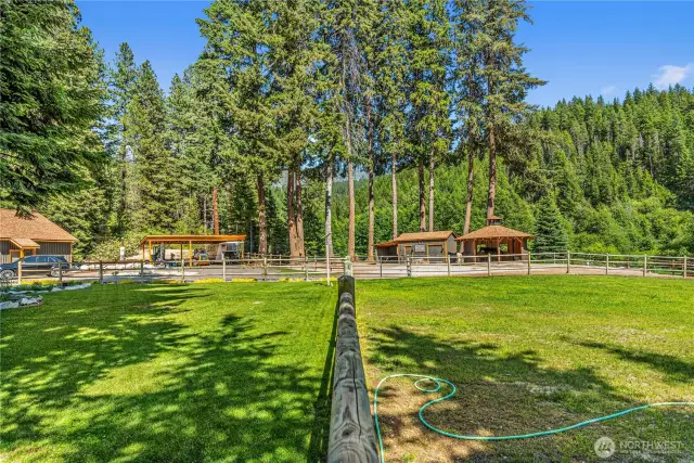 1.86 acres Fenced for horses, timber frame carport for extra vehicles/trailers