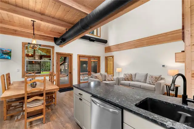 Kitchen, dining & living room