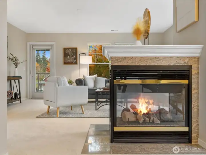 Gas Fireplace to Enjoy from both Dining and Living Rooms