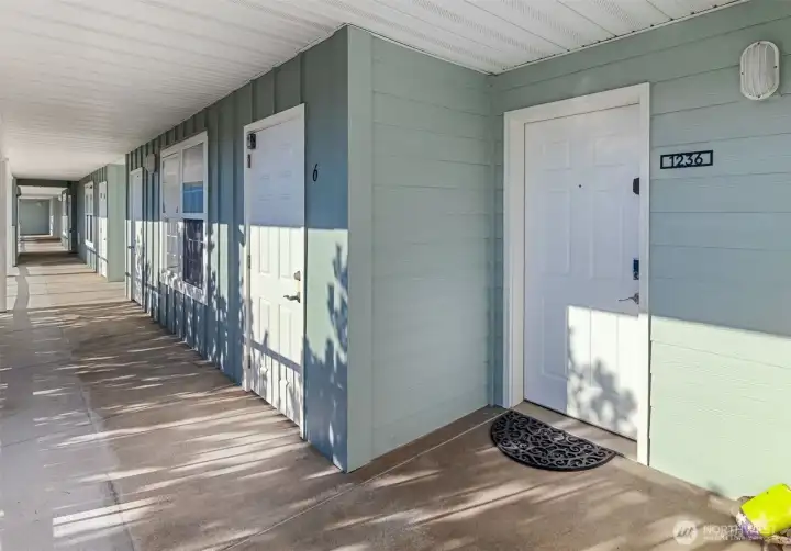 Storage closet close to front door and not far from elevator