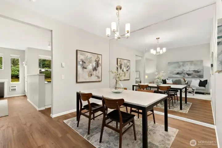 Spacious dining room.