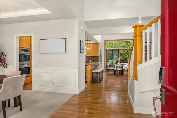 Step inside to a grand entry with vaulted ceilings that immediately sets the tone for the home’s light-filled & elegant design.