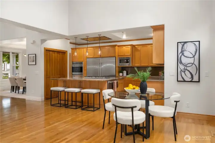 Another view of this stunning kitchen showcasing it's central location within the home.
