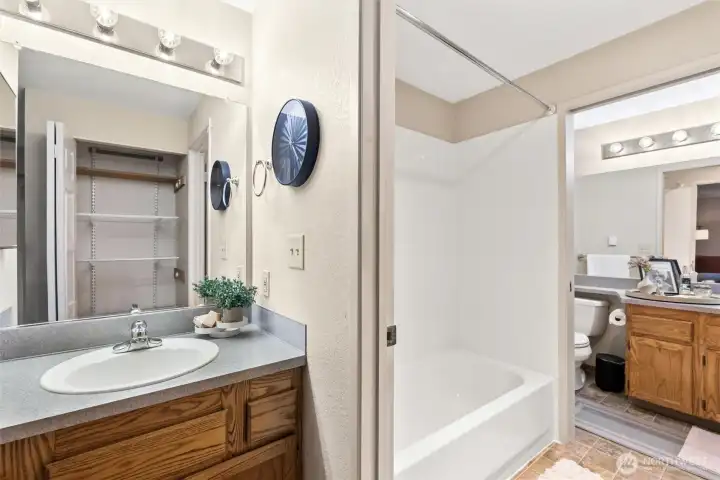 The primary bedroom has it's own sink vanity and access to the jack/jill bathroom. The primary bedroom has it's own sink vanity and access to the jack/jill bathroom.