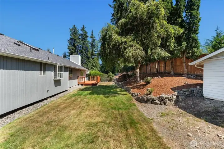 Lots of space for gardening or play. Lots of space for gardening or play.