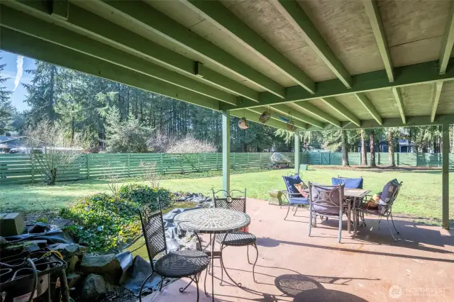 Back Patio And Level Back Yard Off Kitchen. Greenhouse To The Right