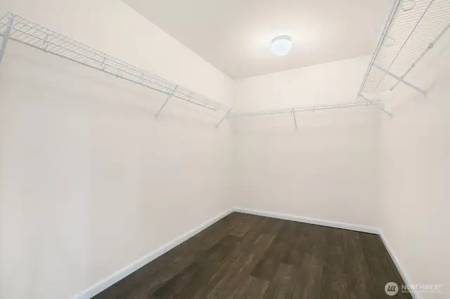 Huge primary walk-in closet.