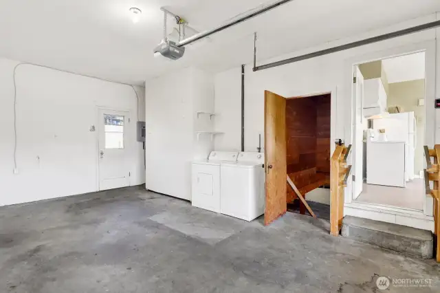 Stairwell goes down into the unfinished basement.