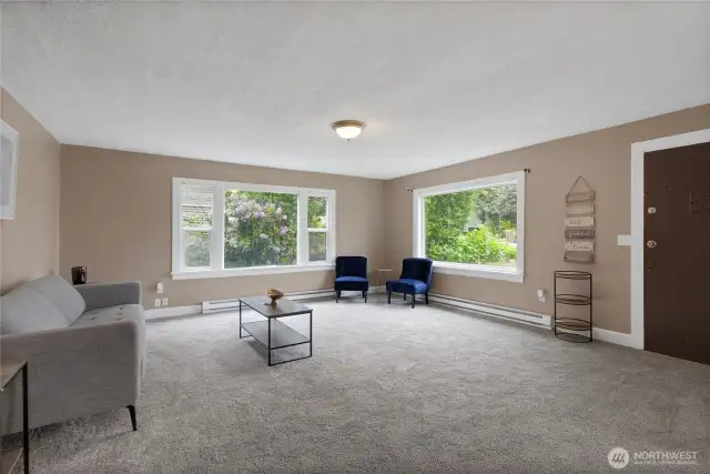 Large windows allowing for natural light.