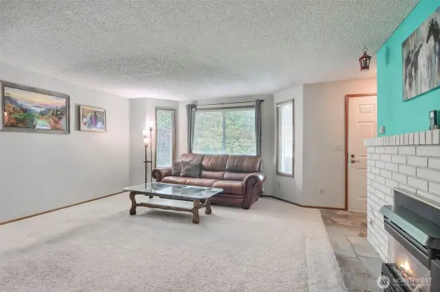 Great room with bay window