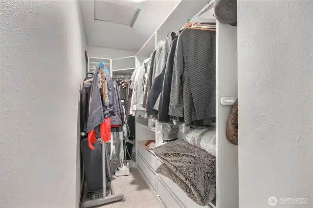 Walk-in closet has organizer