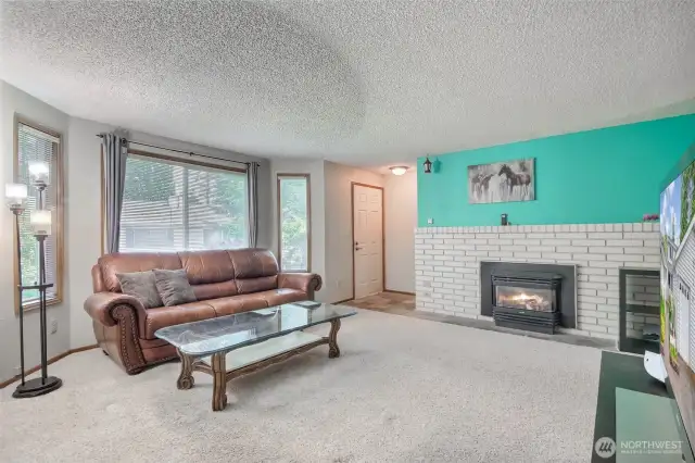 Cozy gas fireplace