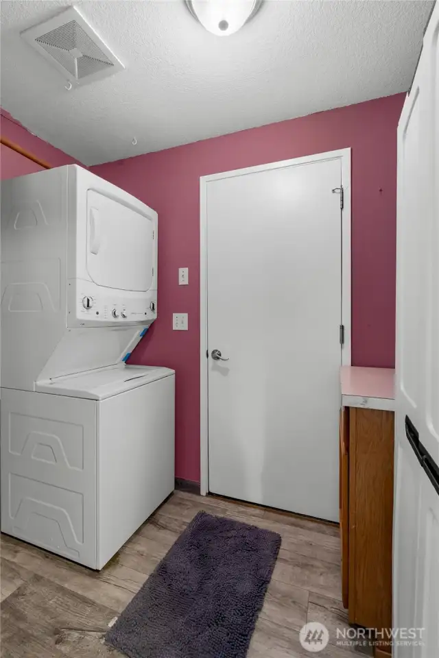 Laundry room and door to the garage.