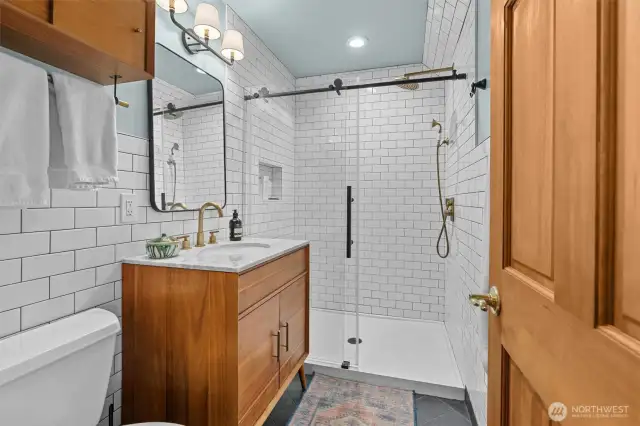 Main floor 3/4 bath directly adjacent to the main floor "flex space."