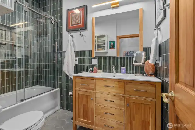 2nd Primary Suite luxury remodeled full bath with soaking tub   and gorgeous details.