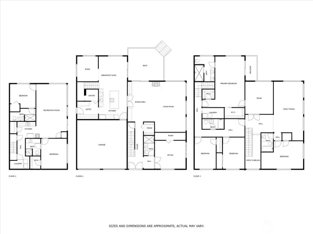 Complete floor plan showing main 2-story home & 2-bedroom apartment walk-out lower level.