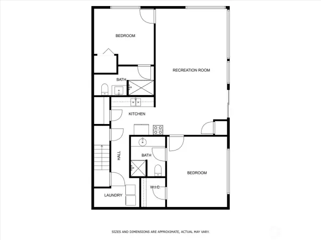 2-bedroom walk-out lower level apartment layout