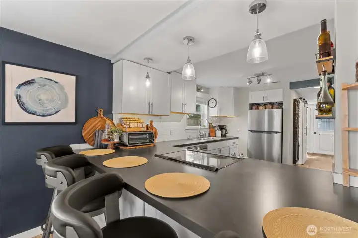 More kitchen!  Ample cabinets.