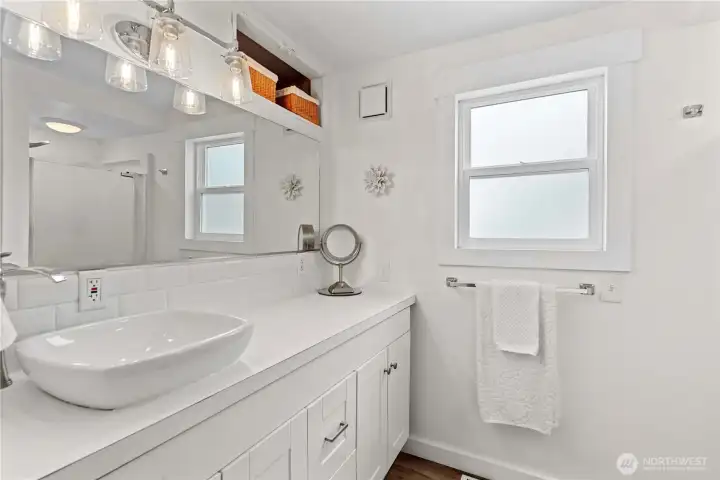 Main level bath has walk in shower