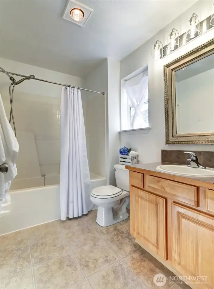Primary bath with new light fixture