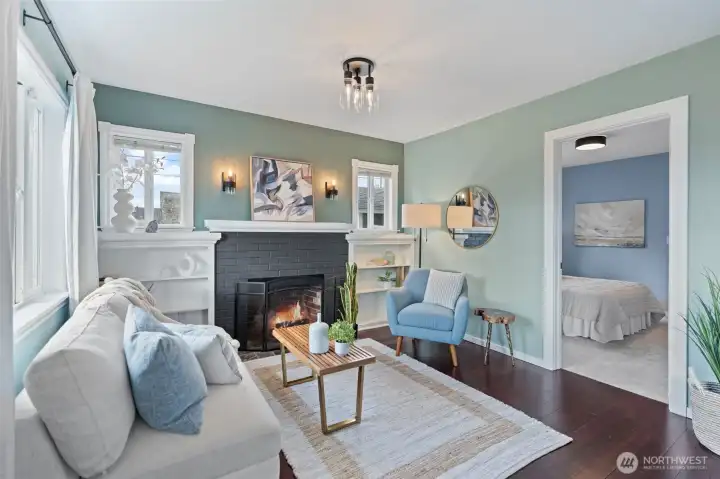 Cozy fireplace with built-ins