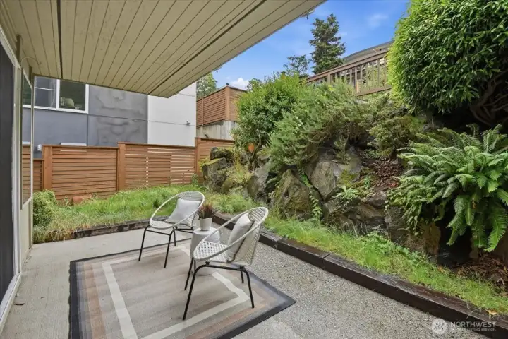 Private outdoor patio and yard space. Private outdoor patio and yard space.
