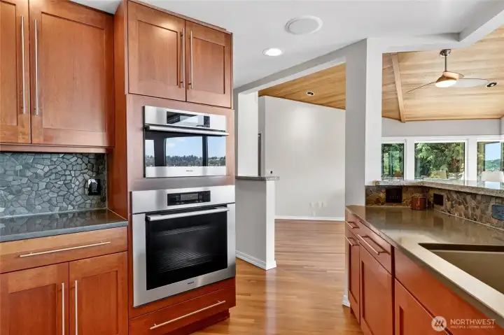 Wall oven and steam oven.
