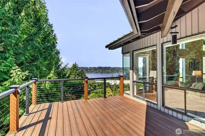 Main floor view deck - sunny mornings to start your day.