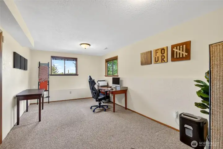 Extra finished room currently used as an office.