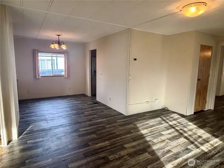 Looking into the dining room