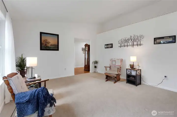 Looking into the entry way from the living room.