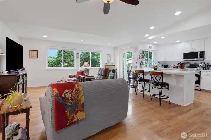 Looking into family/great room from hallway.  Slider to back yard off family room.