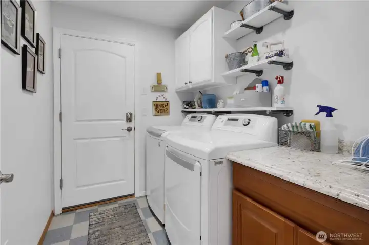 Laundry area from house to garage.
