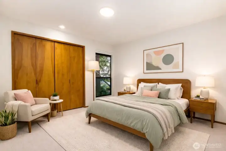 Comfortable 2nd bedroom with fresh paint, new carpet, and plenty of natural light. Comfortable 2nd bedroom with fresh paint, new carpet, and plenty of natural light.