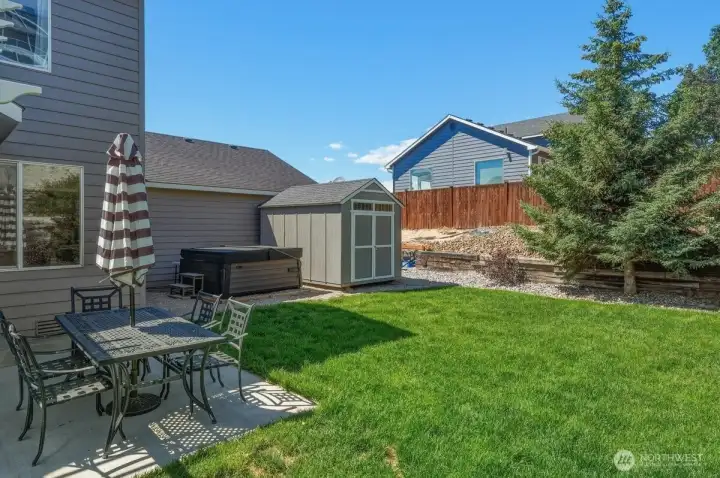 Hot tub not included.  Shed stays.