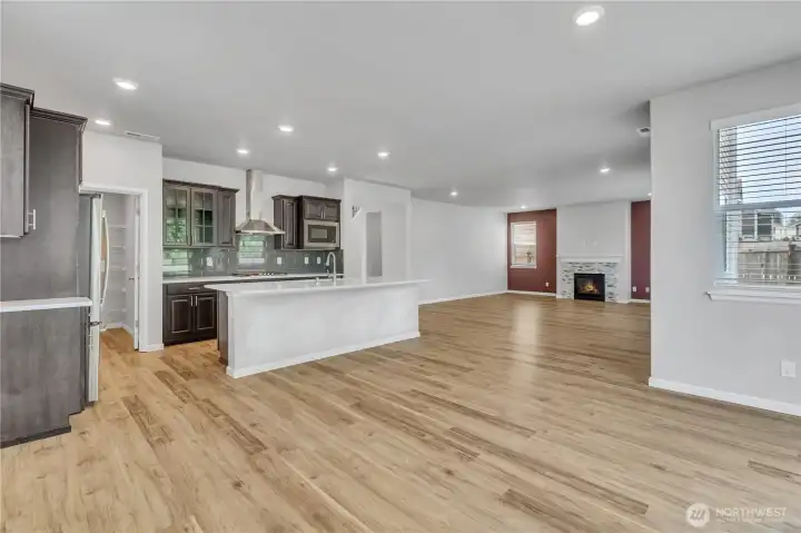 Huge eating area open to great room concept